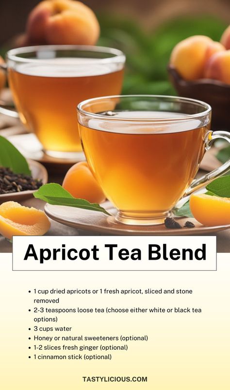 apricot tea recipe healthy apricot drinks ideas how to make apricot tea homemade apricot tea spiced apricot tea blend recipe Healthy Teas Recipes, Tea Homemade, Apricot Tea, Tea Blends Recipes, Drinks Ideas, Black Tea Blends, Homemade Tea, Green Juice Recipes, Juicer Recipes