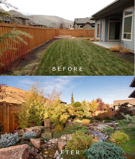 Idaho Backyard Ideas, Denver Backyard Landscaping, Idaho Native Landscaping, Idaho Landscape Ideas, Landscape Plans Backyard, Hoa Approved Front Yard, Xeriscape Front Yard Idaho, North Idaho Landscaping Ideas, Fenced Yard Landscaping