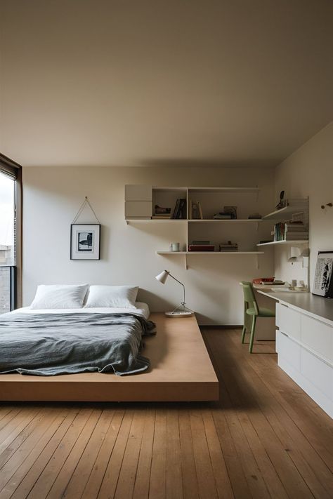 17 Bedroom Ideas for Modern Look With An Unexpected Twist Bed Rooms Ideas For Men, Bedroom Design Minimalist, Creative Bedroom Ideas, Dark Wood Bedroom, Funky Bedroom, Japanese Bed, Japanese Bedroom, Unique Bedroom Design, Interior Simple