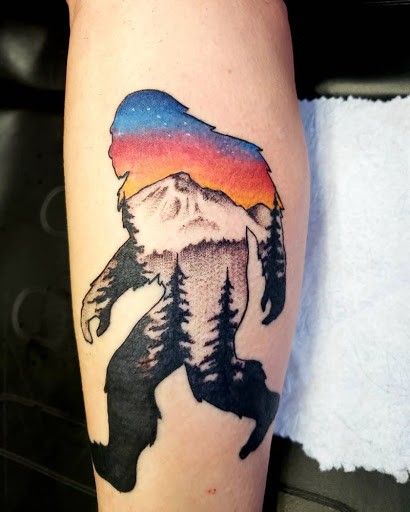 Sasquatch Tattoo, Giving Tree Tattoos, Trap Tattoos For Women, Nintendo Tattoo, Nature Tattoo Ideas, Cool Nature, Nature Tattoo Sleeve, Tree Tattoos, Dinosaur Tattoos