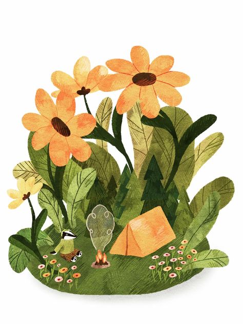 Garden Illustration, Giant Flowers, Plant Drawing, Whimsical Illustration, Plant Illustration, Flower Illustration, Children's Book Illustration, Cute Illustration, Children Illustration