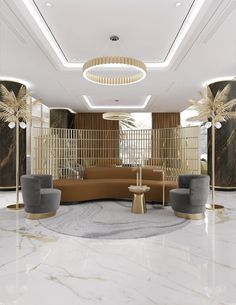 Modern Hotel Interior Design, Hotel Interior Bedroom, Waiting Area Design, Interior Design Lobby, Boutique Hotels Interiors, Luxury Hotels Interior, Gilded Furniture, Circular Rug, Lobby Interior Design