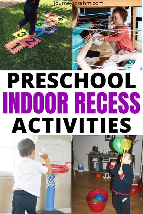 Fun indoor physical activities for preschool children. These fine motor and gross motor games for kids are a perfect way to keep the kids active during indoor recess while you are stuck inside at home. #activitiesforkids #preschoolactivities #gamesforkids Indoor Recess Ideas Preschool, Motor Games For Kids, Indoor Activities For Preschoolers, Indoor Physical Activities, Gross Motor Games, Indoor Recess Games, Indoor Recess Activities, Recess Activities, Recess Games