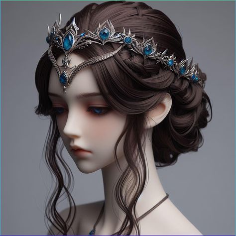 Fantasy Queen Hairstyles, Fantasy Jewelry Headpieces, Fantasy Hair Styles, Illustration Hairstyle, 100 Years Of Makeup, Strawberry Blonde Hair Ideas, Fantasy Hairstyles, Westeros Fashion, Messy French Braids