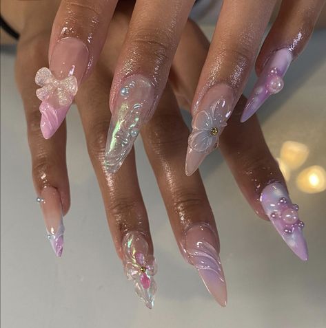 Ongles Bling Bling, Milky Nails, Nails 3d, Acrylic Press On Nails, Bling Acrylic Nails, Fire Nails, Dream Nails, Funky Nails, Pretty Acrylic Nails