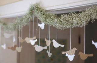 Flower Garland Diy, Burlap Lace Wedding, Bird Baby Shower, Winter Garland, Bird Party, Folding Origami, Diy Christmas Decorations, Paper Birds, Bird Theme