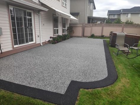 Asphalt Patio Ideas, Rubber Pavers Ideas Patio, Aggregate Patio, Paving Driveway, Grass Backyard, Concrete Curbing, Hot Tub Patio, Landscape Pavers, Landscape Timbers