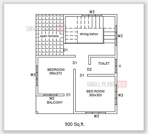 500 Sq Ft House Plans, House With Loft, 500 Sq Ft House, Loft Plans, 1000 Sq Ft House, House Plans 2 Story, 1 Bedroom House Plans, Loft Plan, Three Bedroom House Plan