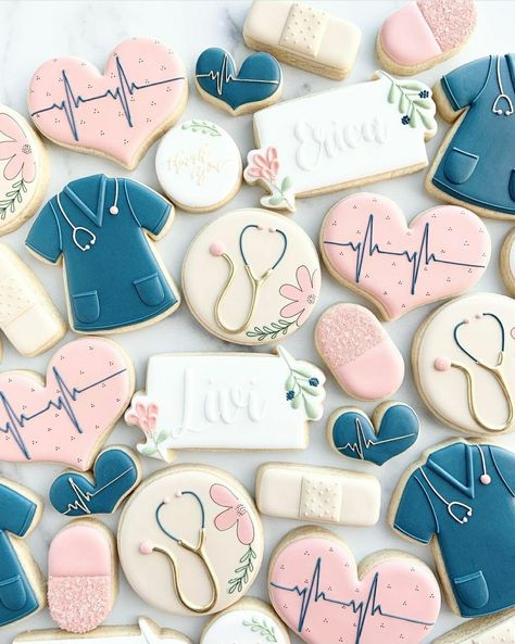 Nursing Cookies, Nurse Grad Parties, Appreciation Cookies, Medical Cookies, Nurse Cookies, Nursing Cake, Thank You Cookies, Royal Icing Sugar, Make Cookies