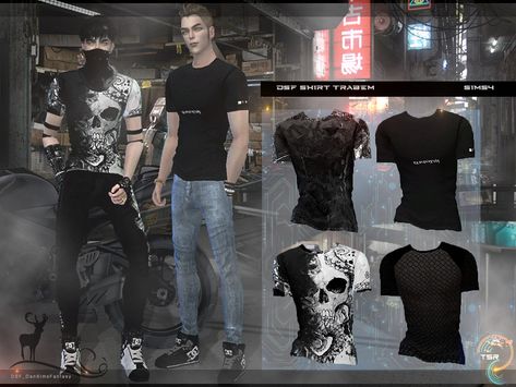 Sims 4 Cyberpunk, Sims 4 Men Clothing, Sims 4 Male Clothes, Male Shirt, Sims 4 Cas Mods, Mens Black Shirt, Sims 4 Cc Shoes, Pelo Sims, Sims 4 Cc Skin