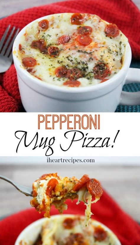 Recipes In A Mug, Pizza In A Mug, Pepperoni Pizza Recipe, Mug Pizza, Mug Dessert Recipes, Ramekin Recipe, Pizza Craving, Microwave Mug Recipes, Easy Microwave Recipes