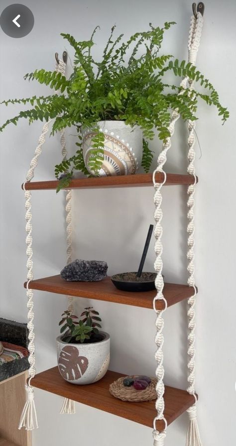 Macrame Shelf Hanger, Macrame Shelf Diy, Macrame Shelves, Macrame Hanging Shelf, Rope Shelf, Macrame Hammock, Macrame Shelf, Macrame Plant Hanger Patterns, Diy Macrame Plant Hanger