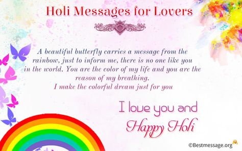 Sweet and Lovely Happy Holi Wishes 2016 for Lovers - Send Colorful Holi Text Messages, Quotes and feeling love when you are with your lovers. Happy Holi Wishes To My Love, Happy Holi My Love, The Lovers Painting, Text Messages Quotes, Holi Wishes Messages, Happy Holi Message, Holi Messages, Holi Greetings, Happy Holi Wishes