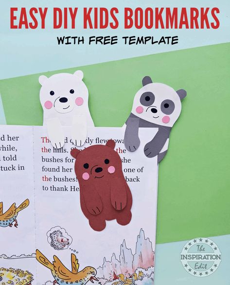 We Bare Bear Bookmarks · The Inspiration Edit Post Crafts, Bookmarks Diy Kids, Bear Bookmark, We Bare Bear, Crafts Bookmarks, Bear Template, Bookmark Diy, Homemade Books