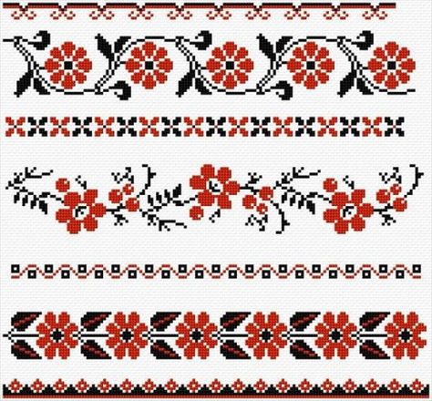 Ukrainian borders Cross Stitch Border Pattern, Pola Kristik, Cross Stitch Bookmarks, Cross Stitch Heart, Cross Stitch Borders, French Knots, Cross Stitch Samplers, 자수 디자인, Cross Stitch Rose