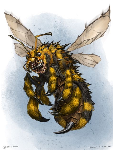 Fantasy Bug Monster, Bee Fantasy Art, Bee Concept Art, Bee Monster, Monkey Monster, Fantasy Bugs, Fantasy Insect, Insect Monster, Giant Insects