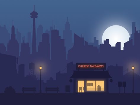 Rooftop Illustration Night, 2d City Illustration, City At Night Illustration, Night Street Drawing, Flat City Illustration, Flat Illustration City, Night Street Illustration, City Scape Illustration, City Night Illustration