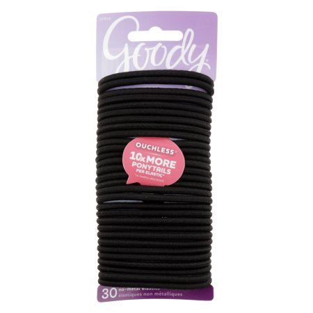 Goody Ouchless No-Metal Black Elastics, 30-count, Girl's, Size: 30 elastics Goody Hair Ties, Black Hair Elastics, Childrens Hairstyles, Black Ponytail, Braid Designs, Sleek Ponytail, Elastic Hair Ties, Ponytail Holder, Elastic Hair Bands