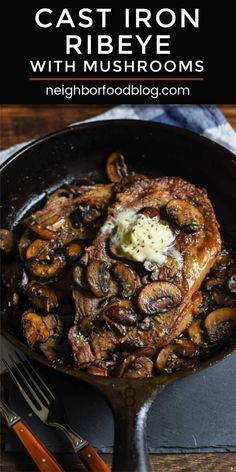 Rib Eye Steak Recipes Pan, Cast Iron Recipes Dinner, Easy Romantic Dinner, Cast Iron Skillet Recipes Dinner, Rib Eye Recipes, Cast Iron Steak, Steak Dinner Recipes, Cast Iron Skillet Cooking, Ribeye Steak Recipes