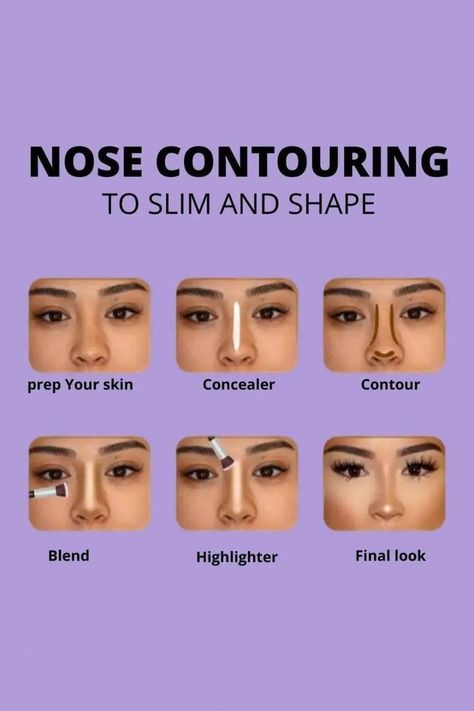 Face Makeup Guide, Face Contouring Makeup, How To Contour, Nose Makeup, Makeup Order, Beginners Eye Makeup, Simple Makeup Tips, Makeup Face Charts, Eye Makeup Techniques