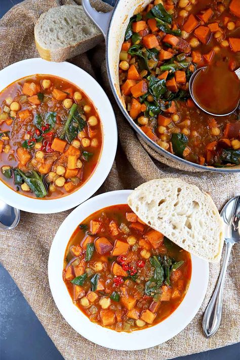 Looking for a hearty vegetable stew? You'll want a second helping of this sweet potato and tatsoi spicy soup. Get the recipe now on Foodal. #homemade #souprecipe #foodal Tatsoi Recipes, Soups Crockpot, Seasonal Soups, November Recipes, Lettuce Grow, Winter Foods, Homegrown Food, Spicy Soup, Vegetable Stew