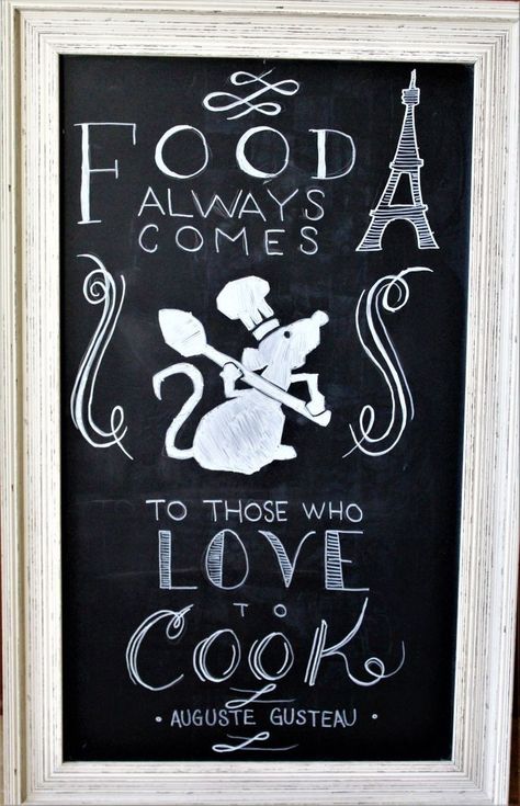 Ratatouille Kitchen, Art For The Kitchen, Disney Ratatouille, Chalkboard Kitchen, Casa Disney, Disney Kitchen Decor, Mickey Kitchen, Deco Disney, Disney Sign