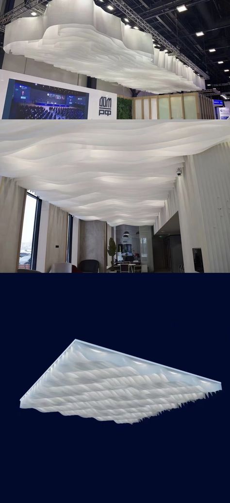 Inteior Design, Air Symbol, Geometric Ceiling, Cloud Ceiling, Interior Ceiling, Exterior Signage, Creative Interior, Ceiling Treatments, Ceiling Light Design