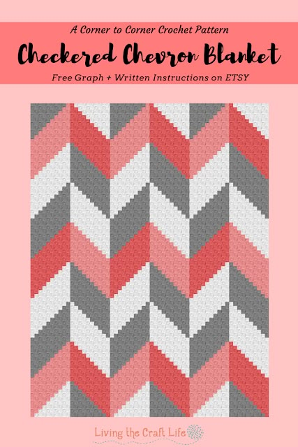 Living the Craft Life: Checkered Chevron C2C Blanket - FREE GRAPH Chevron Crochet Patterns, Corner To Corner Crochet Pattern, Crochet C2c Pattern, C2c Blanket, C2c Crochet Pattern Free, Knitting Blanket, Diy Crochet Patterns, Chevron Crochet, Corner To Corner Crochet