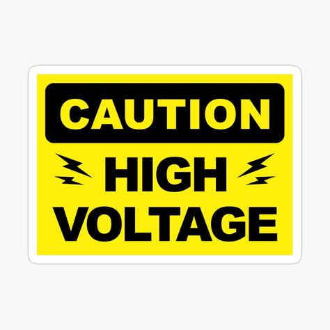 Caution Sticker, Logo Produk, Caution Signs, Stickers Ideas, Skull Drawing, Car Bumper Stickers, High Voltage, Sign Printing, Yellow Background