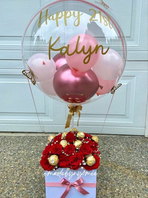 Birthday Bobo Balloon, 1 Month Anniversary, Bobo Balloons, Bobo Balloon, Valentines Balloons, Balloon Box, Balloon Ideas, 21st Birthday Cake, Balloon Gift