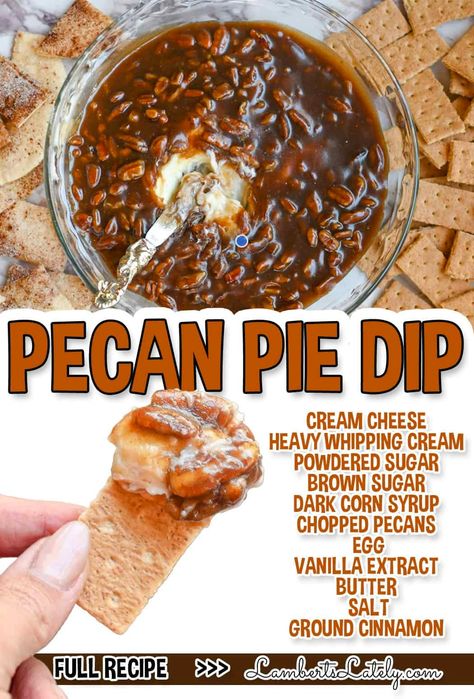 This easy Pecan Pie Dip is a no-bake dessert featuring a rich, creamy cheesecake base topped with a gooey, sweet pecan layer. It comes together in just minutes! Pecan Pie Dip, Pecan Pie Cheesecake Recipe, Cheesecake Base, Cheesecake Dip Recipe, Cheesecake Pie Recipes, Easy Pecan Pie, Pie Dip, Pecan Pie Easy, Cake Dip