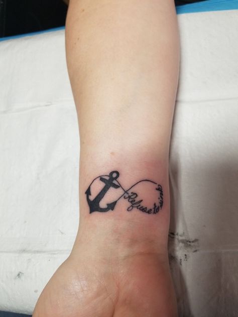 Anchor Sister Tattoo, Refuse To Sink Tattoo, Infinity Anchor Tattoo, Infinity Sign Tattoo, Hand Tatts, Tattoo Infinity, Tattoo Anchor, Mother Daughter Tattoo, Anchor Tattoo Design