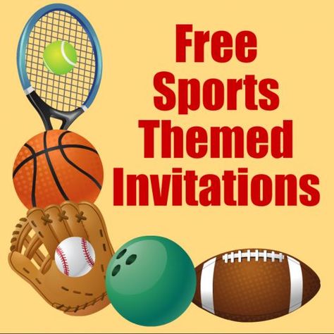 These free sports invites that feature bowling, baseball, football, basketball and tennis. They're perfect for boys, but they can be used for girls and grown-ups too! Sports Party Invitations, Kids Sports Party, Football Party Invitations, Sports Birthday Invitations, Football Invitations, Printable Sports, Sports Theme Birthday, Sports Birthday Party, Sports Birthday