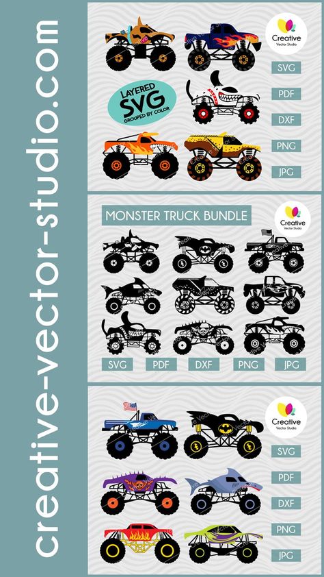 Cricut Monster Truck Party, Monster Truck Svg Cricut, Cricut Monster Truck, Monster Jam Cricut Ideas, Monster Jam Svg Free, Free Monster Truck Svg Files For Cricut, Monster Jam Svg, Monster Truck Svg Free, Monster Truck Art