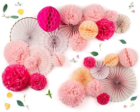 $20.97 Origami Decoration, Japanese Origami, Events Decor, Paper Pom Poms, Origami Paper Art, Wedding Event Decor, Rose Blush, Paper Fans, Large Wall Decor