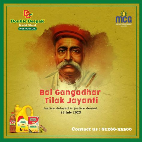 Justice delayed is justice denied. Bal Gangadhar Tilak Jayanti #BalGangadharTilakJayanti #doubledeepak #kachighani #edibleoil #mustardoil #healthyoil #sarsontel #bestoil #food #foodie #foodlover #breakfast #delicious #yummy #cooking #cookingoil #oil #homecooked #india #mustardismust #bestoilforfood #DoubleDeepakMustardOil #NaturalSkinCare Bal Gangadhar Tilak, Bal Gangadhar Tilak Jayanti, Breakfast Delicious, Mustard Oil, Edible Oil, Healthy Oils, Cooking Oil, Home Cooking, Natural Skin Care