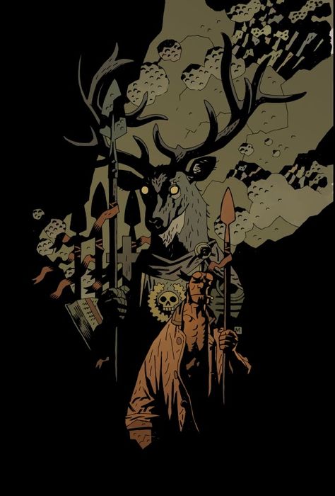 Hellboy: The Wild Hunt #1 [Dark Horse] | Textless variant cover by Mike Mignola & Dave Stewart Wild Hunt Art, Hellboy Tattoo, Mike Mignola Art, The Wild Hunt, Hellboy Art, Hunting Art, Mike Mignola, Bd Comics, Wild Hunt