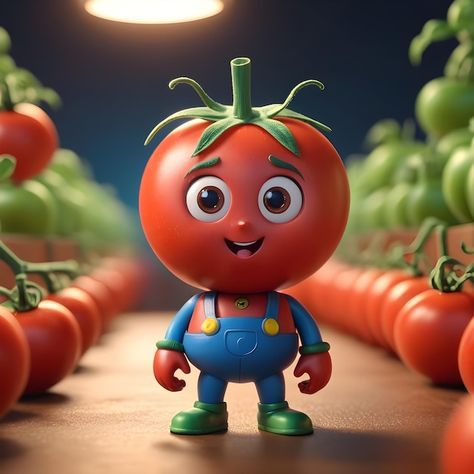 3d Cartoon Images, Tomato Character, Tomato Cartoon, Create Character, 2d Character Animation, Vegetable Cartoon, Fruit Cartoon, Funny Fruit, Funny Cartoons Jokes