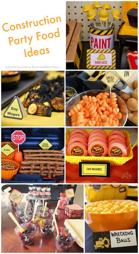 Construction Party Food Ideas (Collection) - Moms & Munchkins Construction Party Food Ideas, Dump Truck Birthday Party Ideas, Construction Party Food, Truck Birthday Party Ideas, Construction Birthday Party Food, Dump Truck Birthday Party, Dump Truck Birthday, Construction Theme Birthday Party, Construction Theme Party