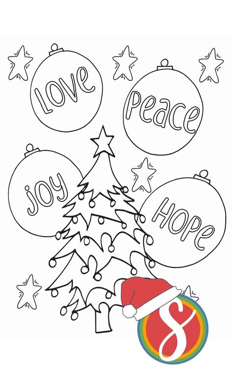 A free kids coloring page for christmas from Stevie Doodles #kidscoloring #coloringpage #coloringsheet #printablecoloringpage #coloringpageaboutchristmas #freechristmascoloringpageforkids #freekidscoloringpage Christian Christmas Coloring Pages Free, Happy Birthday Jesus Coloring Page, Joy Coloring Page, Christmas Pictures To Color, Christmas Tree Coloring, Grinch Coloring Pages, Merry Christmas Coloring Pages, Christmas Colouring Pages, Different Christmas Trees