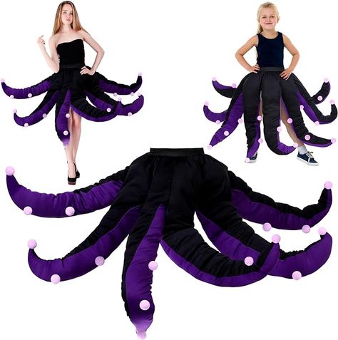 Amazon.com: Funtery Women Octopus Costume Black Purple Octopus Dress Long Tentacles Witch Halloween Costume for Adult Halloween (47.2 Inch) : Clothing, Shoes & Jewelry Halloween Octopus, Sea Witch Costume, Octopus Dress, Octopus Costume, Ursula Costume, Purple Octopus, Villain Costumes, Cartoon Cosplay, Halloween Parade