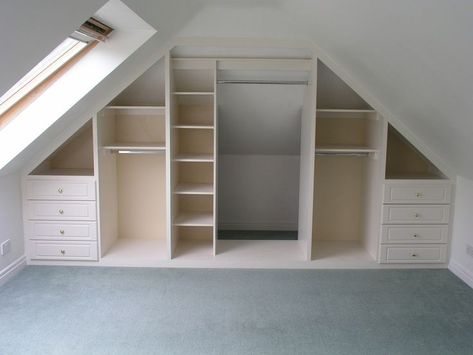 Small Attic Room, Attic Room Ideas, Attic Wardrobe, Slanted Walls, Attic Closet, Attic Loft, Angled Ceilings, Loft Storage, Slanted Ceiling