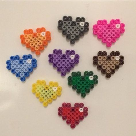 Hamma Beads Ideas, Melty Bead Patterns, Pixel Beads, Pearl Beads Pattern, Easy Perler Beads Ideas, Fuse Bead Patterns, Heart Magnets, Hama Beads Design, Perler Bead Templates