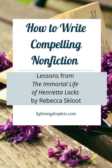 Books for Writers: The Immortal Life of Henrietta Lacks by Rebecca Skloot
Science Writing Tips from Rebecca Skloot’s The Immortal Life of Henrietta Lacks Writing Non Fiction Tips, Writing Non Fiction, Writing Nonfiction Books, Nonfiction Writing Prompts, Immortal Life Of Henrietta Lacks, Creative Nonfiction Writing, Writing Nonfiction, Henrietta Lacks, Historical Nonfiction