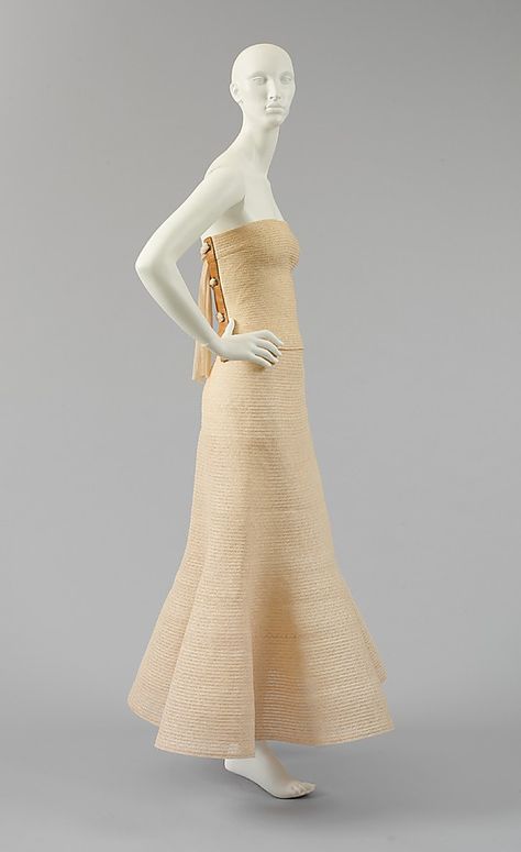 Bell, Miyake Design Studio  (Japanese)   Designer: Naoki Takizawa (Japanese, born 1960) Date: spring/summer 2005 Culture: Japanese Medium: a) cotton; silk; b) linen, leather, brass, silk; c) linen; d) silk Naoki Takizawa, 2000s Womens Fashion, 2005 Fashion, Fashion 2000s, Punk Inspiration, Costume Institute, Knitted Coat, Kimono Fashion, Linen Dresses