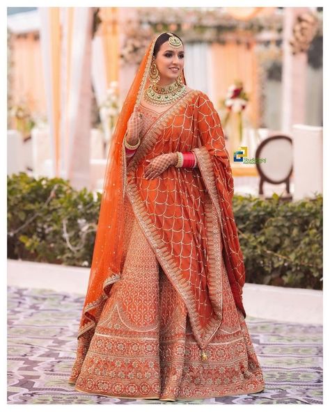 Rust Orange Bridal Lehenga, Orange Lehenga Bridal, Orange Bridal Lehenga, Janmashtami Wishes, Orange Lehenga, Mangal Sutra, Desi Fits, Lehenga Bridal, Rajputi Dress