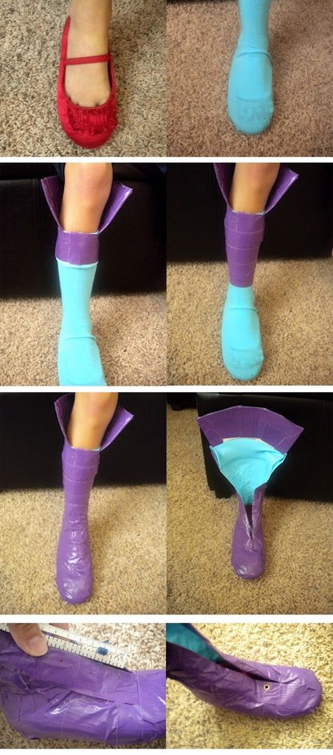 Duct Tape Boots, Costume Carnaval, Shoes Laces, Duct Tape Crafts, Diy Kostüm, Astuces Diy, Diy Halloween Costume, Last Minute Halloween Costumes, Cosplay Tutorial