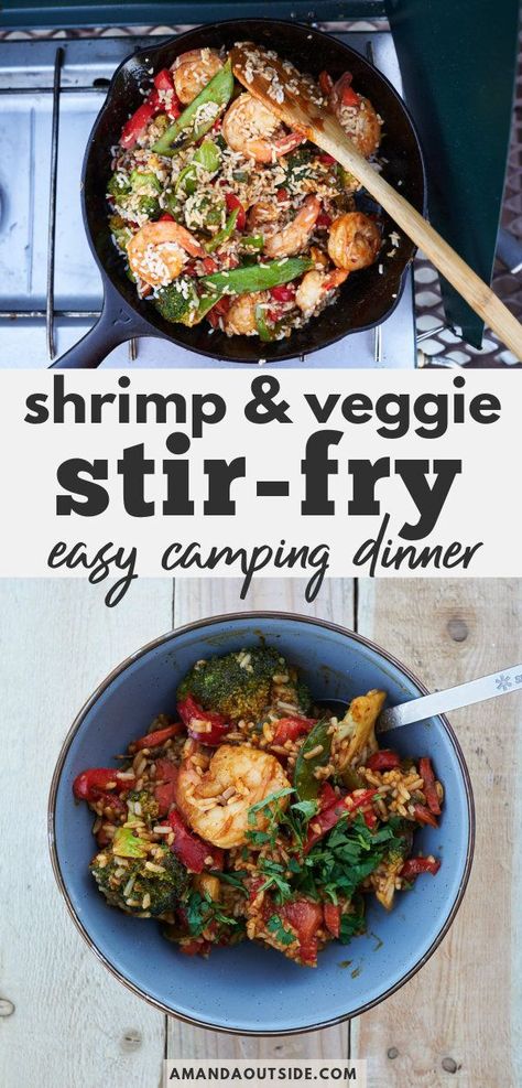 This shrimp and veggie stir fry is the perfect easy camping dinner idea. Stir fry recipes are great when you need a quick dinner, and this one is bound to be your new go-to! This shrimp stir fry makes good use of a pre-made stir fry sauce, and it’s loaded with fresh veggies. Camping meals don’t need to be time consuming or overwhelming. Grab this stir fry recipe today and take it on your next camping trip for a delicious dinner. Shrimp And Veggie Stir Fry, Easy Meals For Camping, Easy Camping Dinners, Easy Camping Breakfast, Easy Camping Food, Camping Meal Ideas, Camping Cooking Gear, Meals For Camping, Camping Dinner