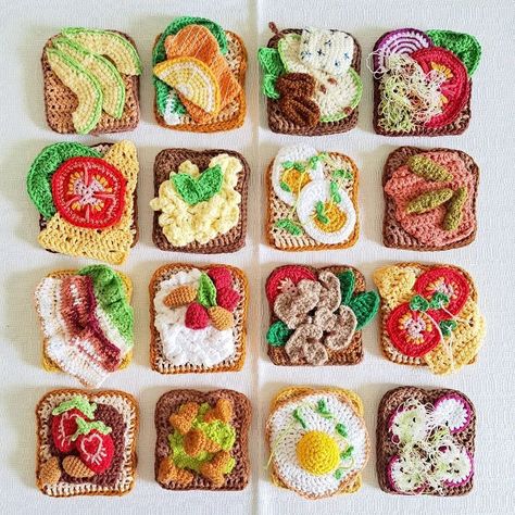 Textile Artists Inspired by Nature You HAVE To Follow | SST Sensory Crochet, Fruit Haken, Crocheted Food, Whimsical Food, Outfits Punk, Sandwich Toast, Yarn Toys, Tea Cosy Knitting Pattern, Food Crochet