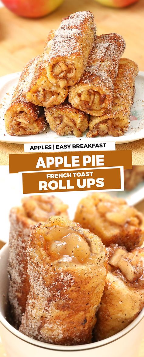 Apple Pie Roll Ups, Apple Pie French Toast, Toast Roll Ups, Apple Pie Filling Recipes, French Toast Roll Ups, French Toast Rolls, Fruit Pastries, Facebook Recipes, Canned Apple Pie Filling